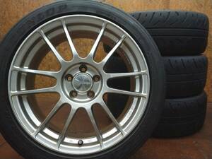 ★17インチ 5穴PCD100 ENKEI RIVAZZA + DUNLOP DIREZZA 215/45R17 4本セット[86 プリウス カローラスポーツ BRZ インプレッサ レクサスCT]