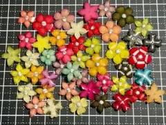 ハンドメイド　パーツ　ビーズ　フラワー　お花　レジン　デコ　ミックス　46個