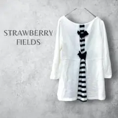 【STRAWBERRY FIELDS】ブラウス　リボン 後ろデザイン　カットソー