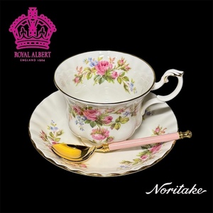 ROYAL ALBERT MOSS ROSE ロイヤルアルバート モス ローズ ENGLAND ボーンチャイナ カップ ソーサー Noritake ノリタケ スプーン 全２点 ◯