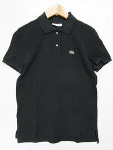 【送料込】 LACOSTE ラコステ ポロシャツ ブラック 黒 無地 コットン 綿100% ワニロゴパッチ 半袖 日本製 ベーシック size34 XS/962187