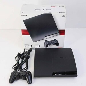 動作品 SONY ソニー PS3 プレイステーション3 本体 CECH-3000B 320GB チャコールブラック 箱 コントローラー ケーブル付き★844v09