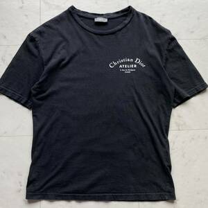 希少◎Christian DIOR クリスチャンディオール Tシャツ カットソー 半袖 ATELIER アトリエ ロゴ 黒 ブラック　近年 プリント コットン