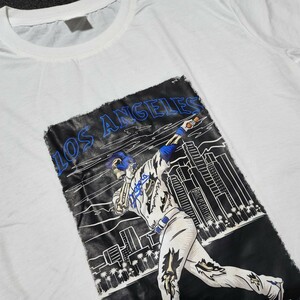 新品　野球　Dodgers 大谷翔平　ロサンゼルス　ドジャース　LA　半袖Tシャツ　プリント　 スケルトン　男女兼用　ホワイト　L