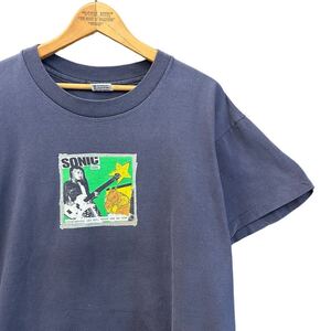 90s ビンテージ ソニックユース 両面プリント バンド Tシャツ L ネイビー USA製 90年代 SONIC YOUTH ロックT バンT アメリカ製