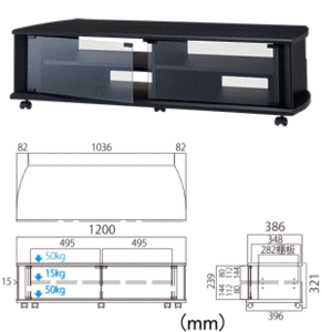 TV-BS120L 40v～50v型対応ローポジションテレビ台 ハヤミ工産 TIMEZ