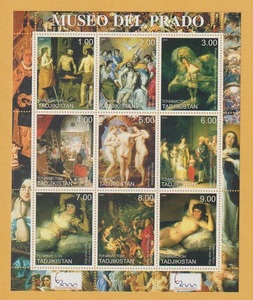● 【外国切手・タジキスタン】 プラド美術館の絵画　切手シート (