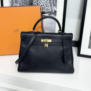 32897　HERMES エルメス ケリー35 レザー ネイビー