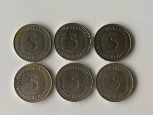 ドイツ 5マルク×6枚★1975年★ドイツ連邦共和国 西ドイツ★DEUTSCHE MARK★BUNDESREPUBLIK DEUTSCHLAND★硬貨 コイン 海外 外貨