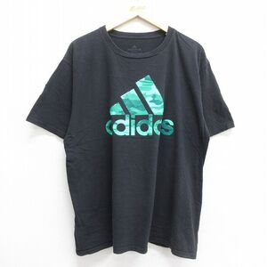 XL/古着 アディダス adidas 半袖 ブランド Tシャツ メンズ ビッグロゴ 大きいサイズ コットン クルーネック 黒 ブラック 23jun12 中古