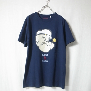 BLUE BLUE × POPEYE コラボ Tシャツ M 紺 / HRM ハリラン ブルーブルー ポパイ アメコミ キャラクター