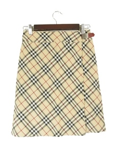BURBERRY BLUE LABEL スカート ラップスカート 巻きスカート チェック柄 膝丈 台形 ベージュ size36 FX535-225 国内正規 QQQ