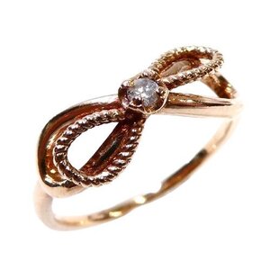 【K10】 アガット ダイヤ付 ピンキーリング 3号 ピンクゴールド 10金 ダイヤモンド リング 指輪 pink gold ring agete【ネコポスOK】◇J