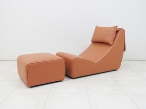 ★美品★NOYES ノイエス Relaxed Sofa リラックスソファ 1人掛けソファ＆オットマン オレンジ シングル 1P検アクタスIDC大塚家具