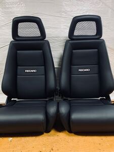 31.32. レカロ RECARO 2脚セット LX-M 黒フェイクレザー張り替え 張替え 張替 ブラックシングルステッチ 片側ダイヤル 