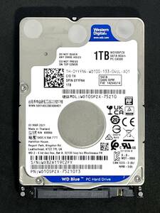 【送料無料】 ★ 1TB ★　WD Blue　/　WD10SPZX　【使用時間：1103 ｈ】　Western Digital Blue　良品　2.5インチ内蔵HDD/7mm SATA 