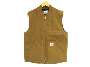 Carhartt DUCK VEST カーハート ダックベスト ダック地 CLASSIC VEST クラシックベスト Lサイズ ライトブラウン 中古品 ◆100374