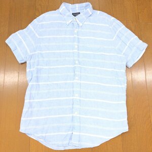 Abercrombie&Fitch アバクロンビー&フィッチ 麻 リネン100% B.D. シャツ L 青系 ブルー系 半袖 アメカジ 国内正規品 メンズ 紳士