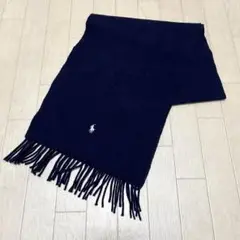 ゆ96★① POLO RALPH LAUREN ネイビー マフラー ウール