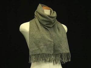 1円 ■美品■ HERMES エルメス カシミヤ100％ フリンジ マフラー ストール 防寒具 メンズ レディース グレー系 FH4090