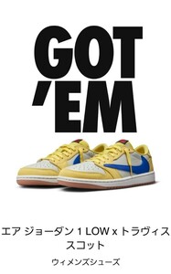 本物 正規品 29.0cm SNKRS購入品 Travis Scott Nike WMNS Air Jordan 1 Retro Low OG Canary ナイキ トラヴィス スコット エアジョーダン1 