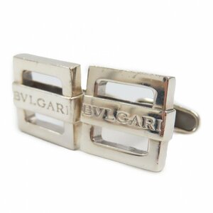 良品●BVLGARI ブルガリ SV925 ロゴ刻印入り カフリンクス カフスボタン シルバー 箱付き イタリア製 重量13.1g メンズ ビジネス◎