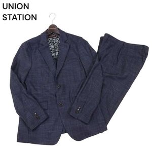 美品 24SS★ UNION STATION メンズビギ 春夏 バーズアイ★ ジャケット&スラックス セットアップ スーツ Sz.M/S　メンズ　I4T01861_5#M