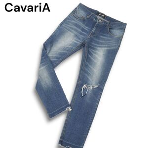 CavariA キャバリア 通年★ クラッシュ加工★ スキニー ジーンズ デニム パンツ ストレッチ Sz.44 メンズ　C4B04792_A#R