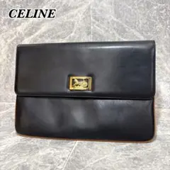 CELINE セリーヌ　馬車金具　クラッチバッグ　ブラック　黒