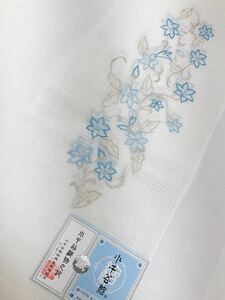 新品未使用品 夏用半衿 小千谷縮 本麻 絽目 刺繍 涼しげ 夏着物 浴衣にも 単衣着物 日本製 全国送料無料 クリックポスト発送