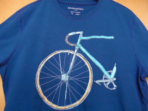 即決　ハワイ　BANANA REPUBLIC　自転車柄　Ｔシャツ　紺色　Ｍ　バナリパ　ロードバイク