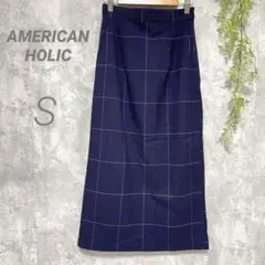 【AMERICAN HOLIC】ロングタイトスカートチェック柄 ストレッチ S