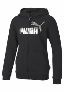 新品 110 120 ★ PUMA プーマ ガールズ フルジップ パーカー ブラック 5/6 プーマ フード ジャケット フーディ 5歳 6歳 トレーナー