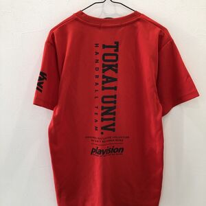 EI2183 実物 東海大学 ハンドボール PLAVISION製 半袖Tシャツ レッド M