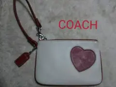 COACH コーチのポーチ ハート 赤 白