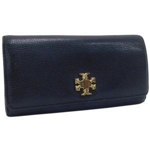 1円 ■ トリーバーチ 長財布 ブラック系 メタル×レザー キラ 普段使い 男女兼用 TORY BURCH ■E.Aer.tI-20