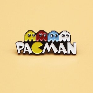 【ピンバッジ】パックマン 昭和 レトロ アーケードゲーム デニム・革ジャン・ジーンズに相性抜群！古着・洋服のリメイクに！ピンズ