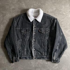 90s ビンテージ USA製 Levis リーバイス 70609-4858 先染め ブラック デニム ボア ジャケット ボアジャン Gジャン M 黒 アメリカ製