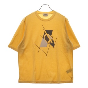 HERMES エルメス Etrier en Fragments デザインプリント 半袖Tシャツ イエロー