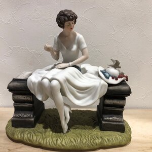 【※欠けあり・傘欠品】 ルイ・イカール パラソル ICART FIGURINE LES LIS 女性 人形 フィギュリン 焼物 陶器 雑貨 置物 ビンテージ 管1