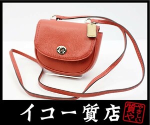 イコー質店　コーチ　クロスボディショルダーポーチ　レザー　サーモンピンク　極美品　RY3119