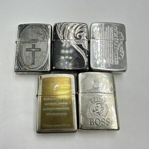 I192-I51-1150 ◎ Zippo ジッポー オイルライター 5点まとめセット BOSS ボス シルバーカラー 他 喫煙具 喫煙グッズ 5点火花あり ①