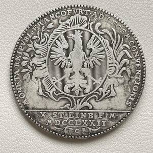 神聖ローマ帝国 硬貨 古銭 フランクフルト 1772年（MDCCLXXII） 帝国自由都市 レーマー川 バロック 盾 鷲 コイン 重26.02g 