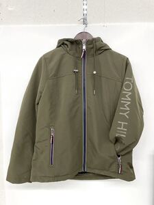 TOMMY トミーヒルフィガー レディース フード付きジャケット 裏ボア S カーキ ロゴ