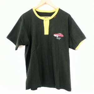 #snc パパス Papas Tシャツ M カーキ 黄色 半袖 車柄 ヘンリーネック メンズ [888326]