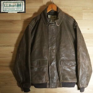 Z4Y/S4.16-4　L.L.Bean　エルエルビーン　レザーフライトジャケット　本革　皮ジャン　革ジャン　中綿　A-2　G-1　シンサレート　メンズ