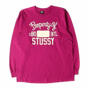 STUSSY ステューシー Tシャツ サイズ:L カレッジロゴ ロングスリーブ Tシャツ マゼンタ トップス カットソー 長袖 ストリート ブランド