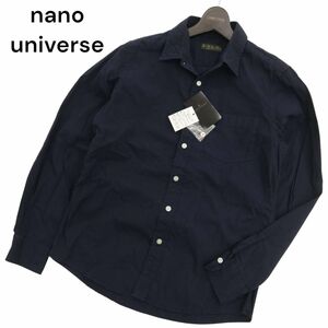 【新品 未使用】 nano universe ナノユニバース 通年 長袖 オーバーダイ カラー シャツ Sz.S　メンズ ネイビー　C4T03561_4#C