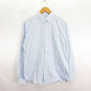 未使用品 ギャップ GAP シャツ 長袖 ボタンダウン ストライプ 総柄 胸ポケット ストレッチ S ライトブルー ※EKM メンズ