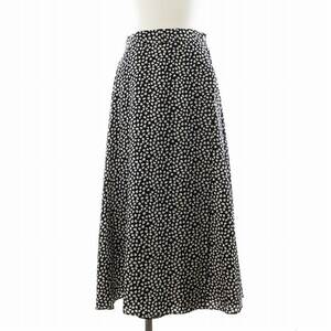 シップス SHIPS Leopard skirt ラップスカート フレア ミモレ ロング レオパード ヒョウ柄 黒 ブラック /NQ レディース